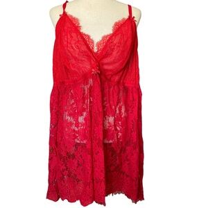 Cacique red the seriously sexy lingerie collection 2 piece lace plus size 26/28